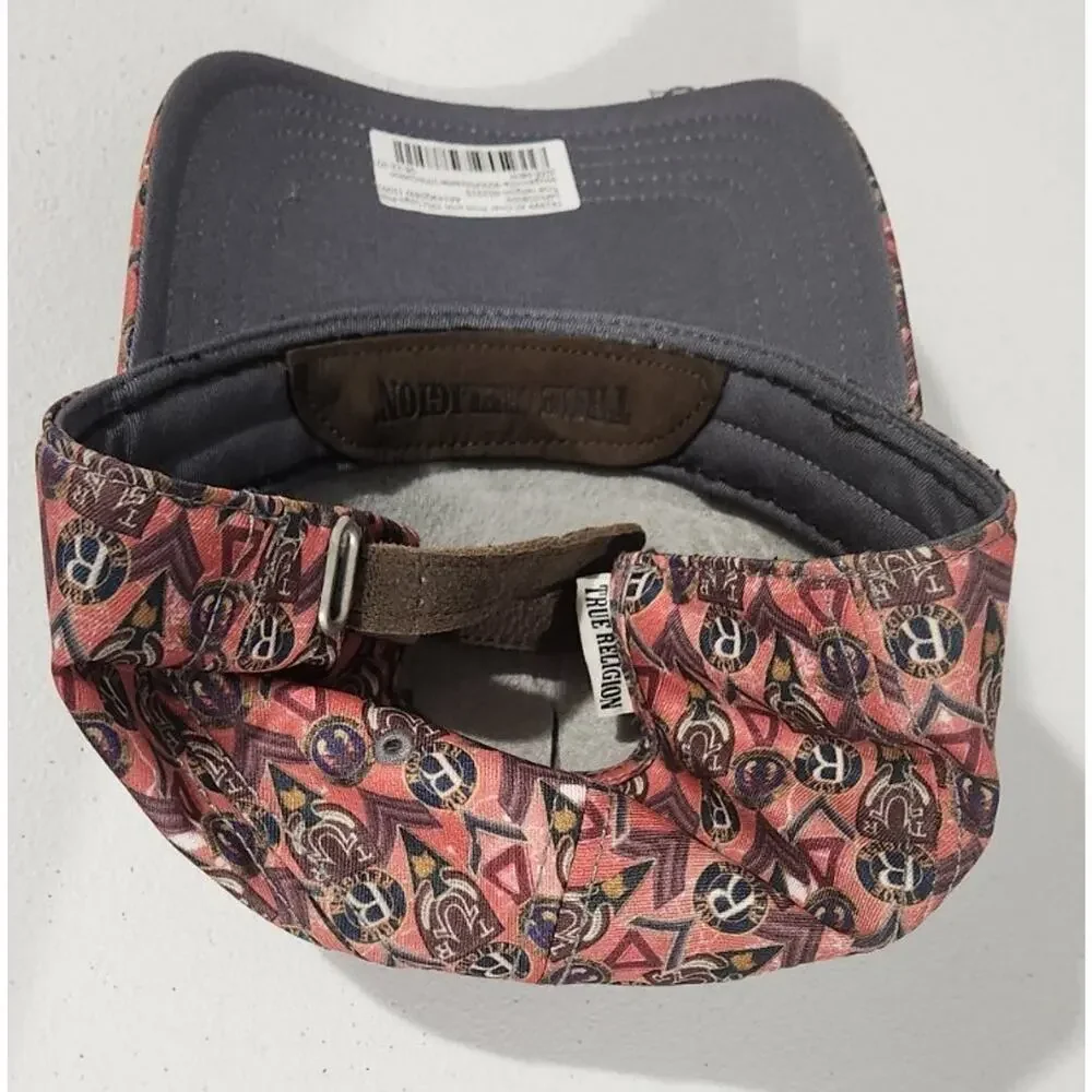 True Religion Hat Cap Allover Print Adjustable Strapback